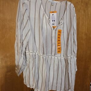 Striped V-Neck Blouse XXL